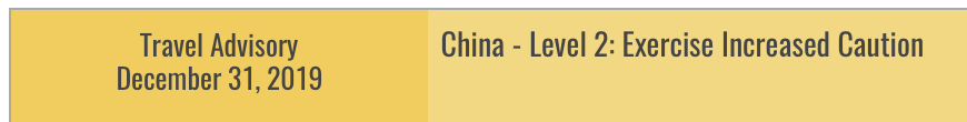 US State Department China Travel Advisory